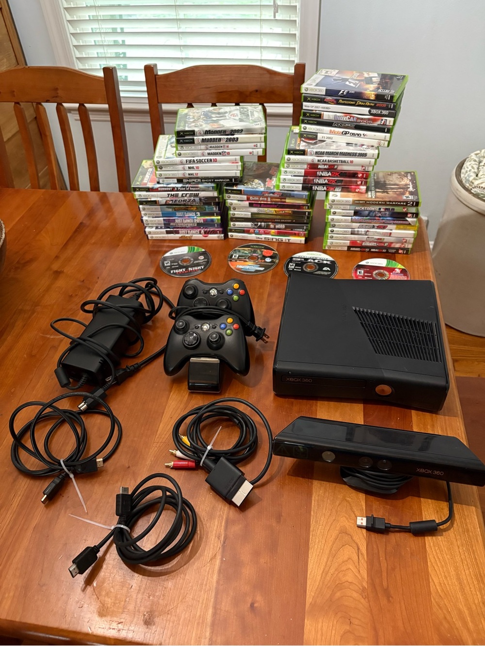 XBOX 360 console, Kinect, and games bundle